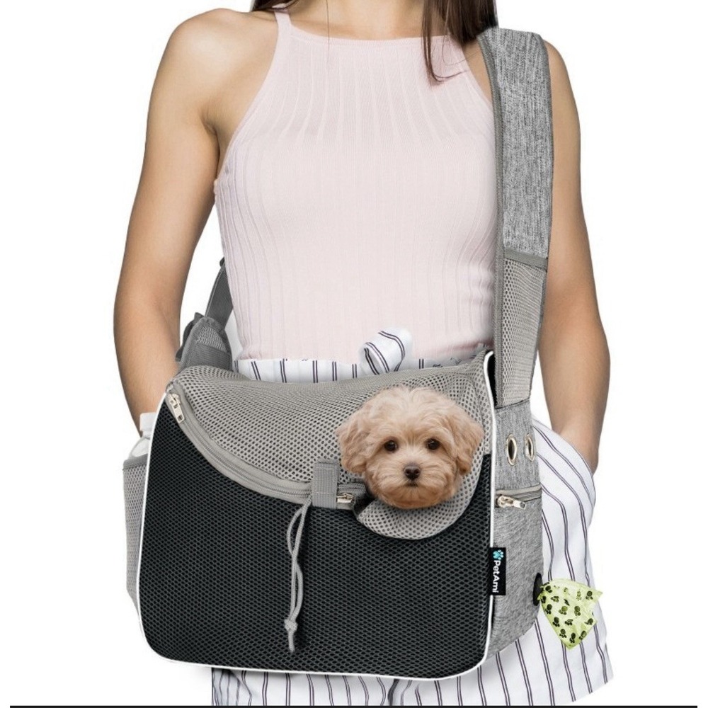 Small Dog Sling Carrier Soft Mesh Crossbody Puppy Pet Cat Shoulder Pouch Travel